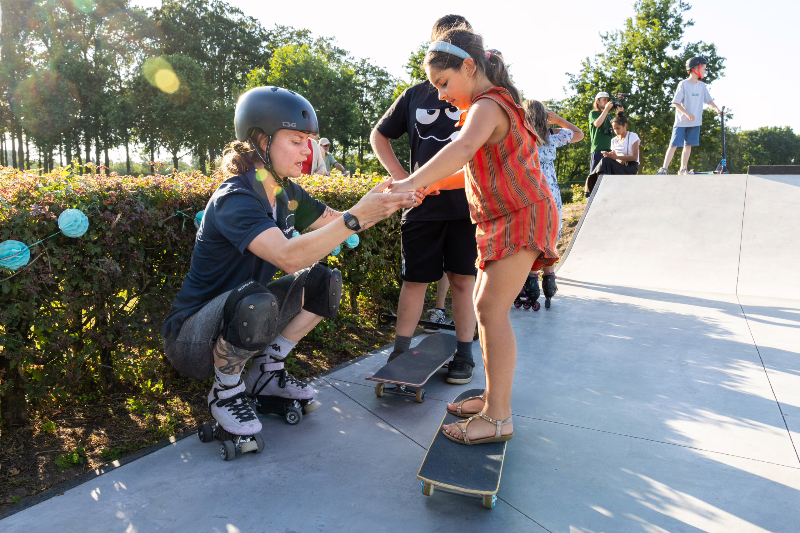 Skatepark met kinderen